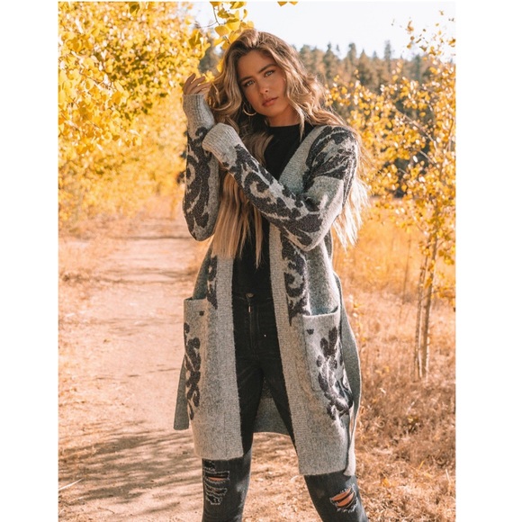 Gray Black Midnight Solstice Belted Cardigan - Picture 3 of 9